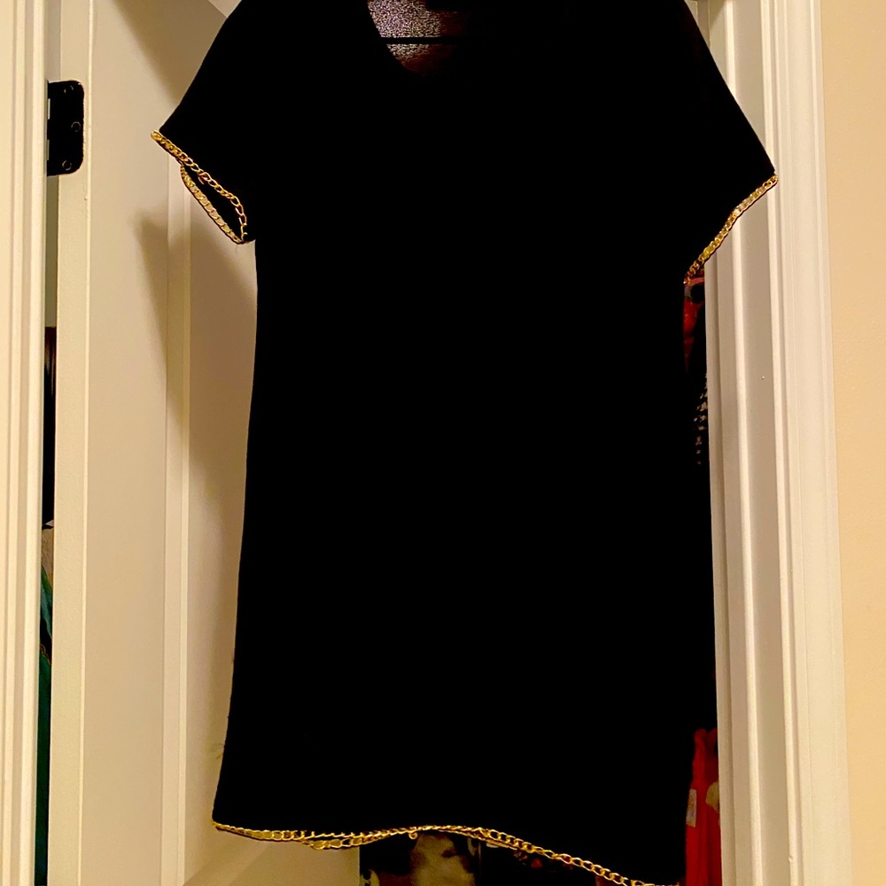 Black Dress With Chain Trim